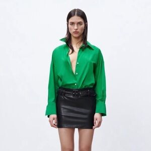 Zara Green Poplin Shirt